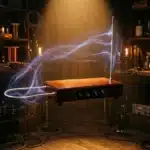 Expérience scientifique générant un plasma bleu luminescent en laboratoire